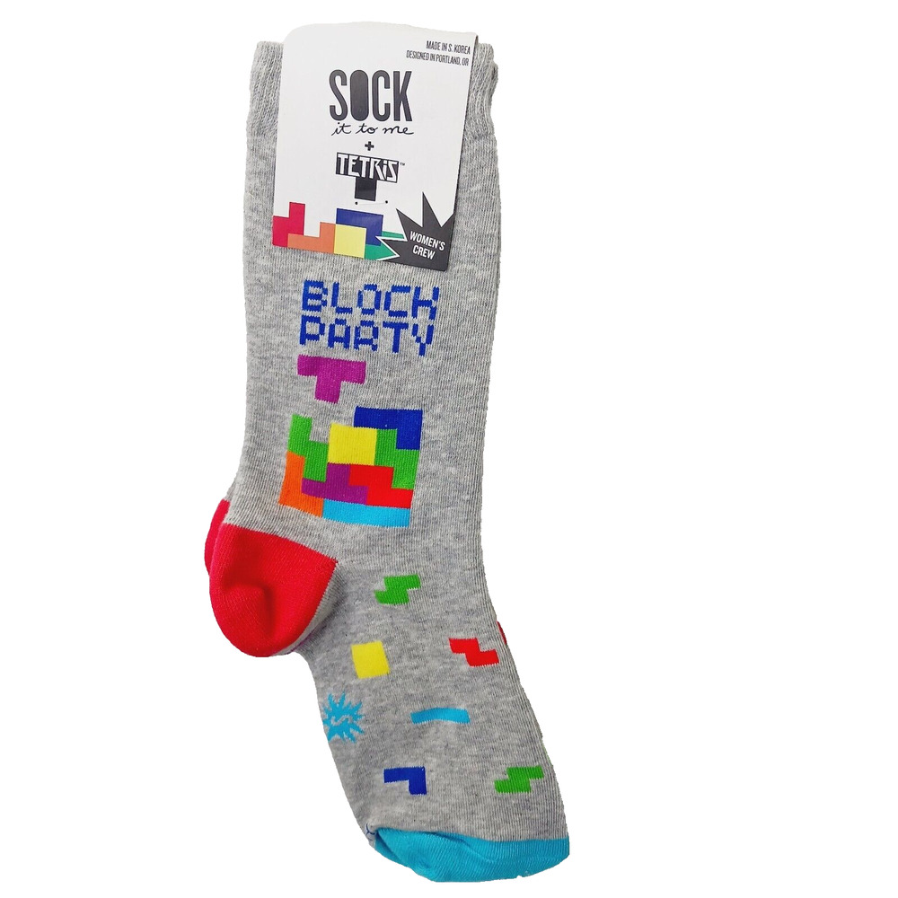 Sock It To Me Crew Women Boy Tetris Block Party Puzzle Game 40 years NWT NEW
